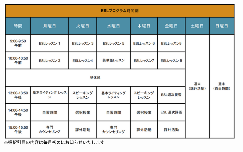 日程表